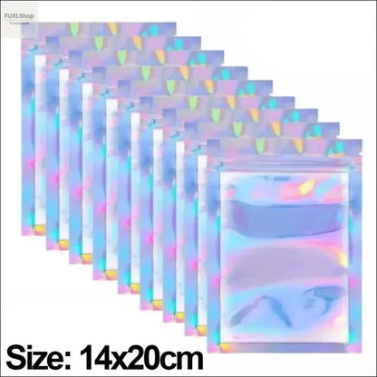 FUXL Holographische Laser-Versiegelte Beutel – Wiederverschließbar für Lebensmittel, Süßigkeiten & Schmuck (10-50 Stück) - FUXLShop