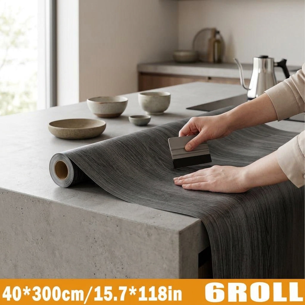 Selbstklebende Bodenfolie in Holzoptik, 3D‑Wandpaneel, rutschfest und wasserdicht, 6 Rollen