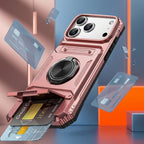 Stoßfeste Handyhülle mit Metallhalter & Dual-Kartenslot – iPhone 11–17 Pro Max & Air