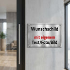 Personalisiertes Firmenschild Edelstahloptik – Aluminium, wetterfest, 6 Größen