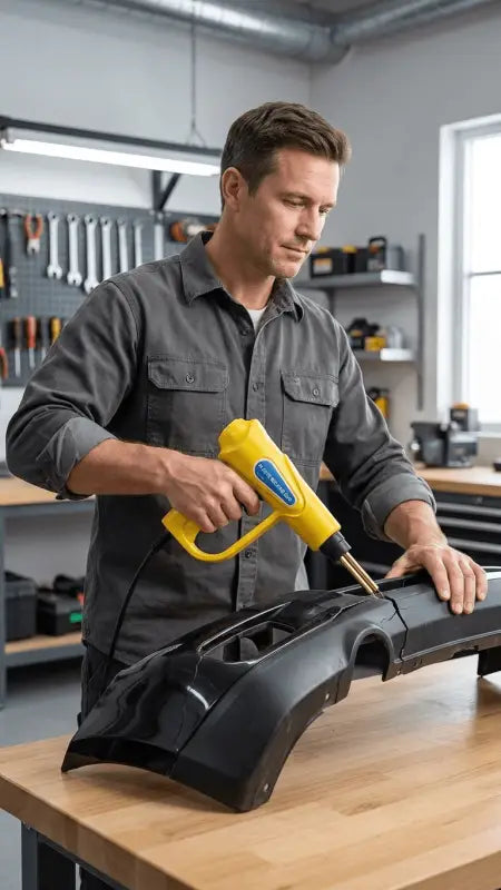 Gelbe handliche 160w kunststoff-schweißgerät im auto-stoßstangen reparatur-set online bestellen als geschenkideen