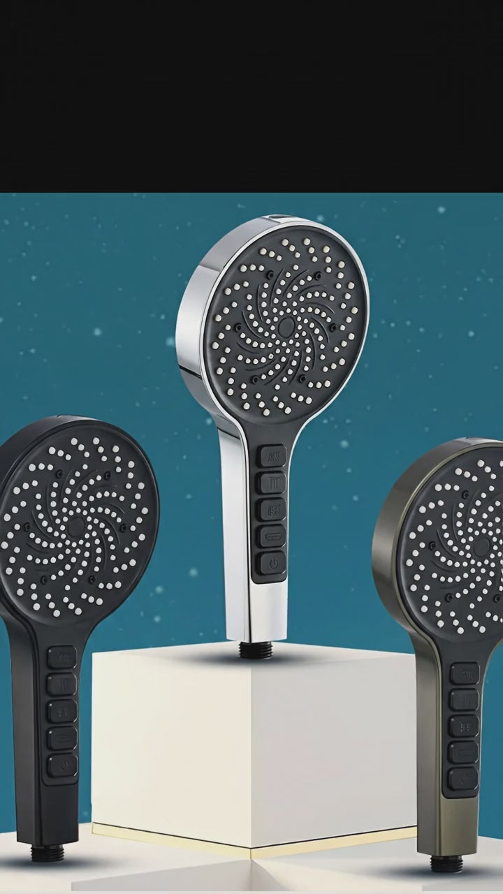 Hand shower with 9 spray patterns – Square, Wall-mounted, High-pressure shower head