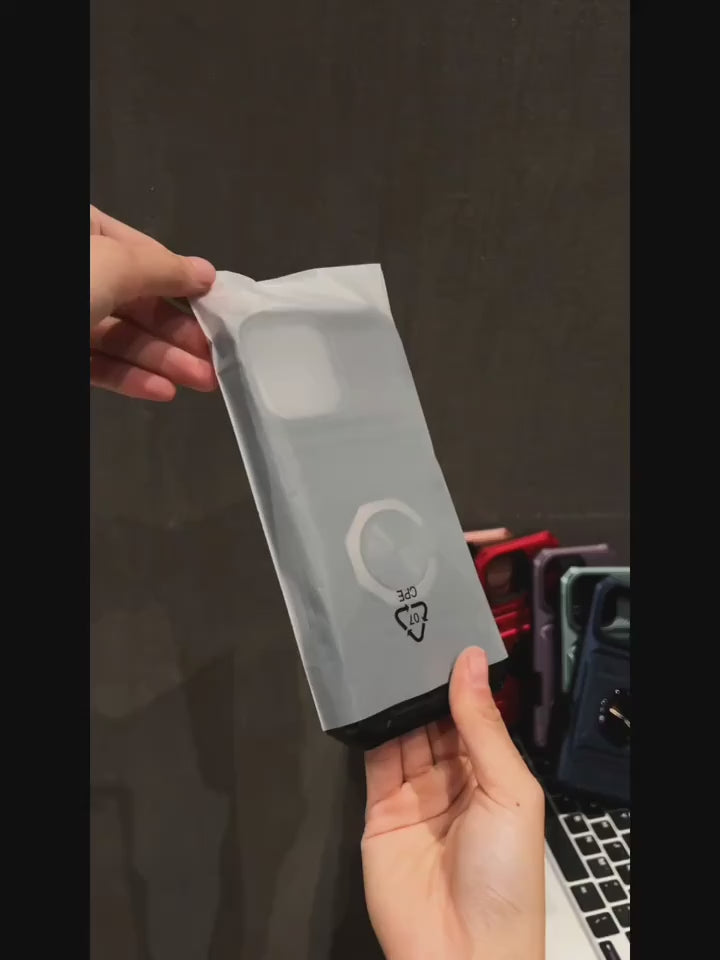 Stoßfeste Handyhülle mit Metallhalter & Dual-Kartenslot – iPhone 11–17 Pro Max & Air