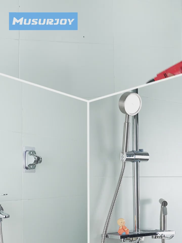 Adjustable shower head holder with suction cup – wall mounting without drilling, ABS plastic, grey