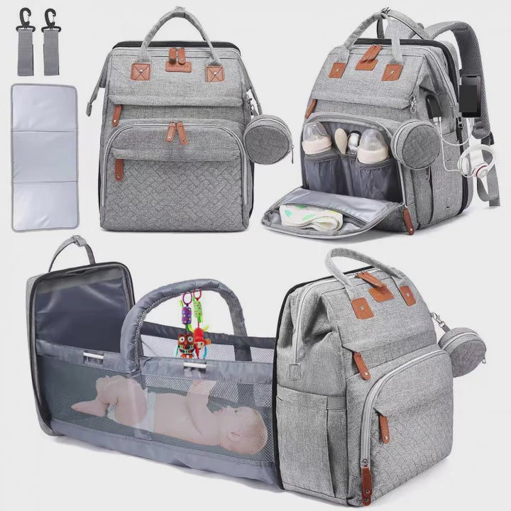 GROVY Eltern-Rucksack | Multifunktionale Wickeltasche mit vielen Fächern, leicht & geräumig