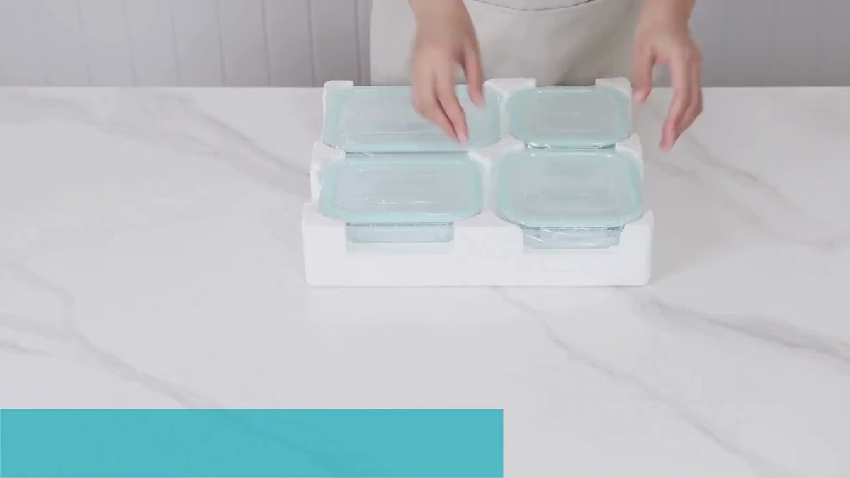 16-teiliges Glasbehälter-Set mit Deckel – 8 Borosilikatglas-Dosen, luftdicht, mikrowellengeeignet, BPA-frei