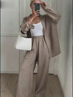 Elegantes Damen-Set: Langarmbluse & Hose – Frühjahr/Herbst