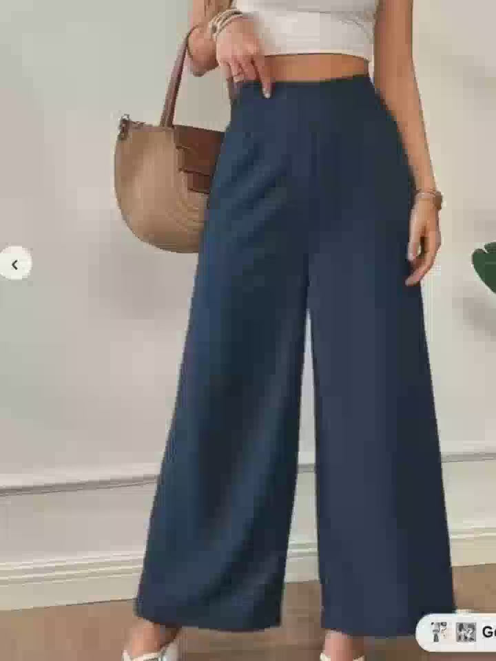 Elegante Damen-Schlaghose Wide Leg – Einfarbig, Ganzjährig