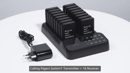 Drahtloses Pager-Rufsystem für Restaurant, Bar & Café – 10 oder 16 Empfänger, EU-Stecker
