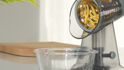 FUXL 3-in-1 Küchenhelfer: Käsereibe, Gemüseschneider & Erdnussmühle - Transparent