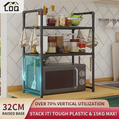 Étagère pour micro-ondes télescopique et réglable - gain de place grâce à ses 2 étagères